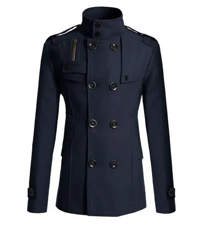 Men's Woolen Overcoat for Autumn and Winter. Korean Style Men's Clothing, Fashionable Slim-fit Double-breasted Mid-to-long Coat.