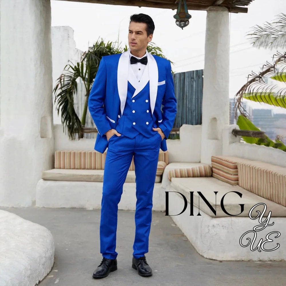 Mens Tuxedo Suit for Men 3 Piece Suit Men Slim Fit Suits One Button Shawl Lapel Wedding Suit Tuxedos Prom Suit costume homme