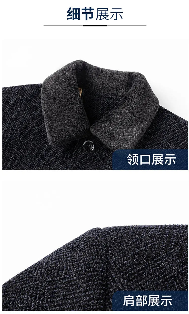 Men Woolen Coats Men's business Casual Trench Coat Winter Coat with wool liner Men 2026 Autumn Winter Wool Coat