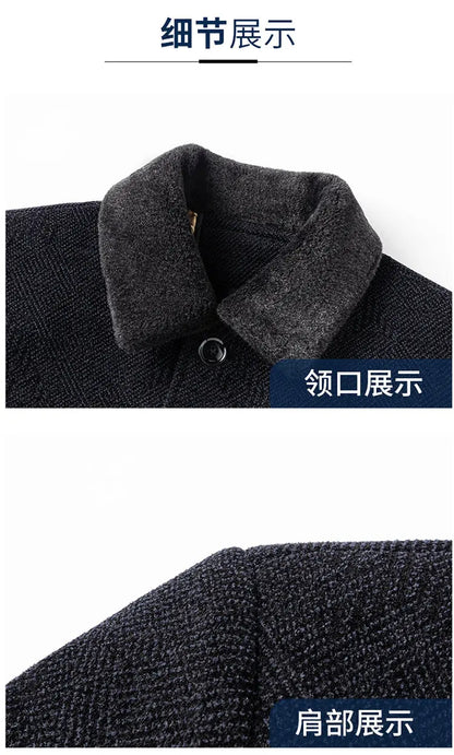 Men Woolen Coats Men's business Casual Trench Coat Winter Coat with wool liner Men 2026 Autumn Winter Wool Coat