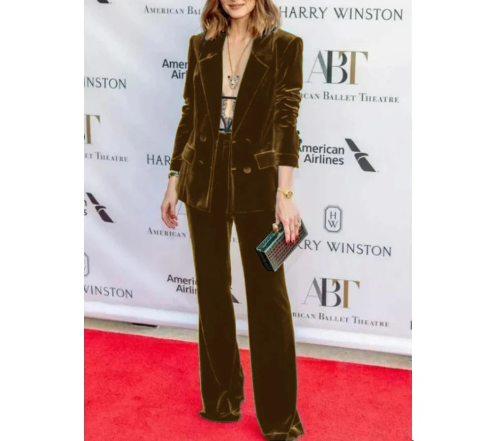 2024  Women's Suit Velvet 2-Piece Set (Jacket + Pants) Fashionable  Suit Women's Suit Elegant Slim Business