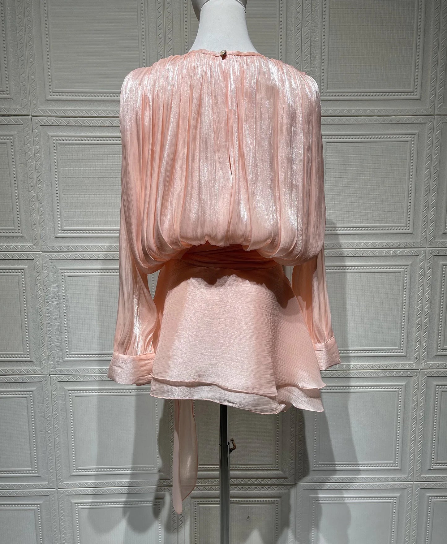 Dresses For Woman French Vestidos Elegant Puff Sleeve Dress Fashionable Loose Lace-up Solid Color Leace-up Simple Style Trendy