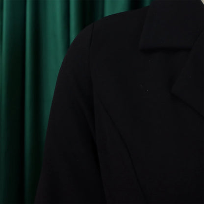 Women’s Elegant Notched Collar Dress, Long Sleeve Pleated Mid-Calf Dress with Waist Sash