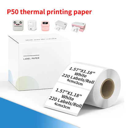 Marklife P50/S2/D100/D200 White Sticker Papers Waterproof Paper Adhesive Label Anti-Oil For Mini Portable Thermal Printer