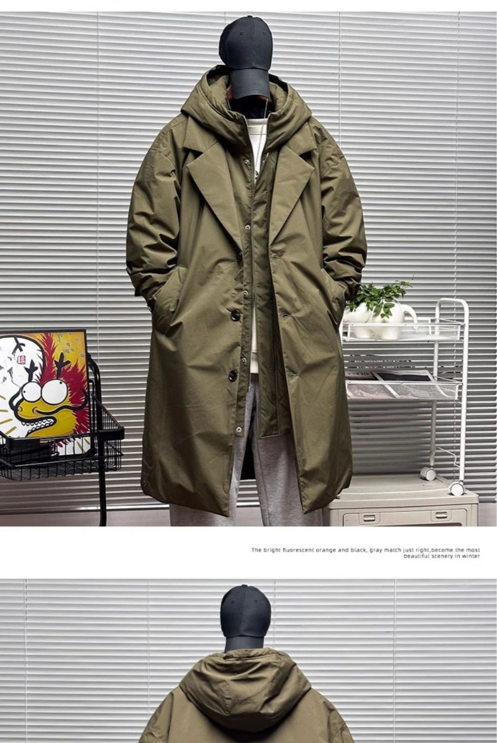 For Men's Autumn and Winter Vacation Two Mid-length Hooded Coats Overcoats Can Help You Overcome The Cool Mature Style Outerwear