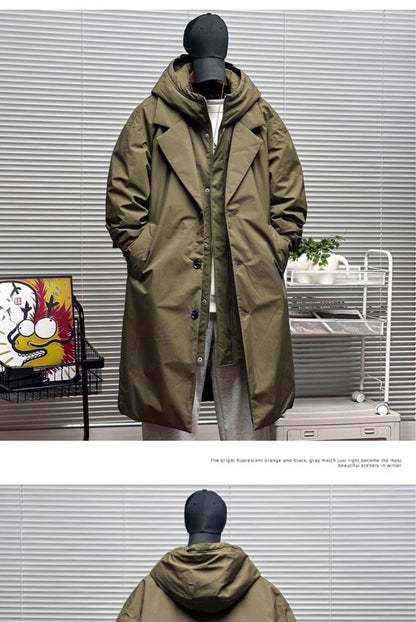 For Men's Autumn and Winter Vacation Two Mid-length Hooded Coats Overcoats Can Help You Overcome The Cool Mature Style Outerwear