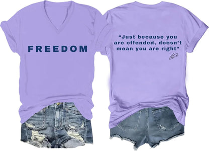 Freedom Shirt Freedom Double-Sided Letter Print Short Sleeve T-Shirt for Men Women, Unisex Tee Tops