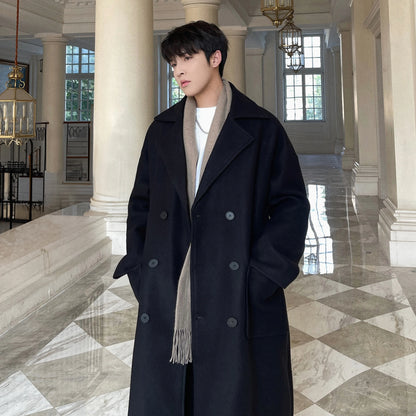 Long Coats for Men Woolen Jackets 2024 Winter Thicken Coat Trench Coats Korean Vintage Loose Heavy Jackets Men Leisure Overcoat