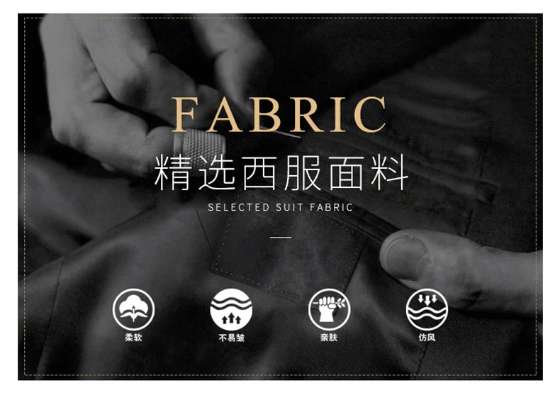 Suit  (Blazer+ Trousers) Men's Casual Formal Business Gentleman Solid Color Hosting Four Seasons Slimming Wedding Fashion Suit