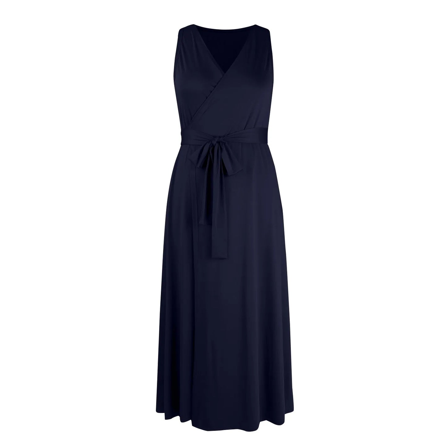 dresses for women elegant party dresses V-neck Sleeveless Belt Evening Dresses  Solid Color Solid Color dress vestidos femenino