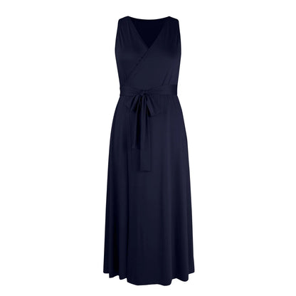 dresses for women elegant party dresses V-neck Sleeveless Belt Evening Dresses  Solid Color Solid Color dress vestidos femenino