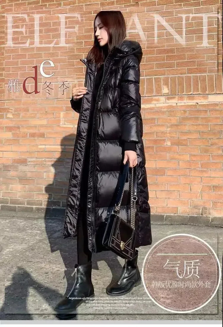 Thick Cotton Coats 2025 Winter Parka Black Jackets Women's Long Parkas Hooded Warm Winter Coats Female Black Overcoats