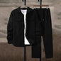 Men's suit Solid color corduroy suit Long sleeve shirt and pants casual suit