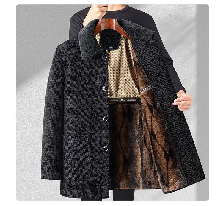 Men Woolen Coats Men's business Casual Trench Coat Winter Coat with wool liner Men 2026 Autumn Winter Wool Coat