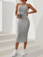 Dresses for Women  Solid Halter Neck Bodycon Ribbed Knit Tank Dress