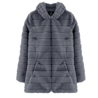 2025 Autumn Winter New Fashion Versatile Hooded Fur Coat Women's Warm Overcoat
