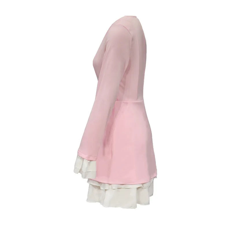 Dresses for Women 2023 Elegant Ruffle Hem Long Sleeve V-Neck Blazer Dress Button Blazer Work Formal Dresses Commuting