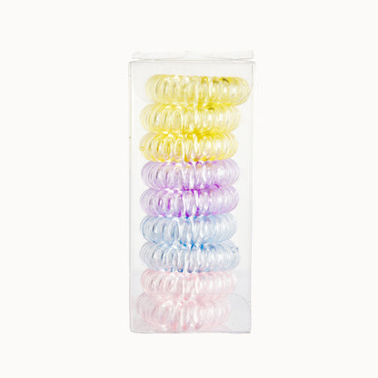 [No Crease Hair Ties] 9 Pcs No Crease Spiral Hair Ties | Coil Hair Ties, Phone Cord Hair Ties, Women Ponytail Holder Elastics