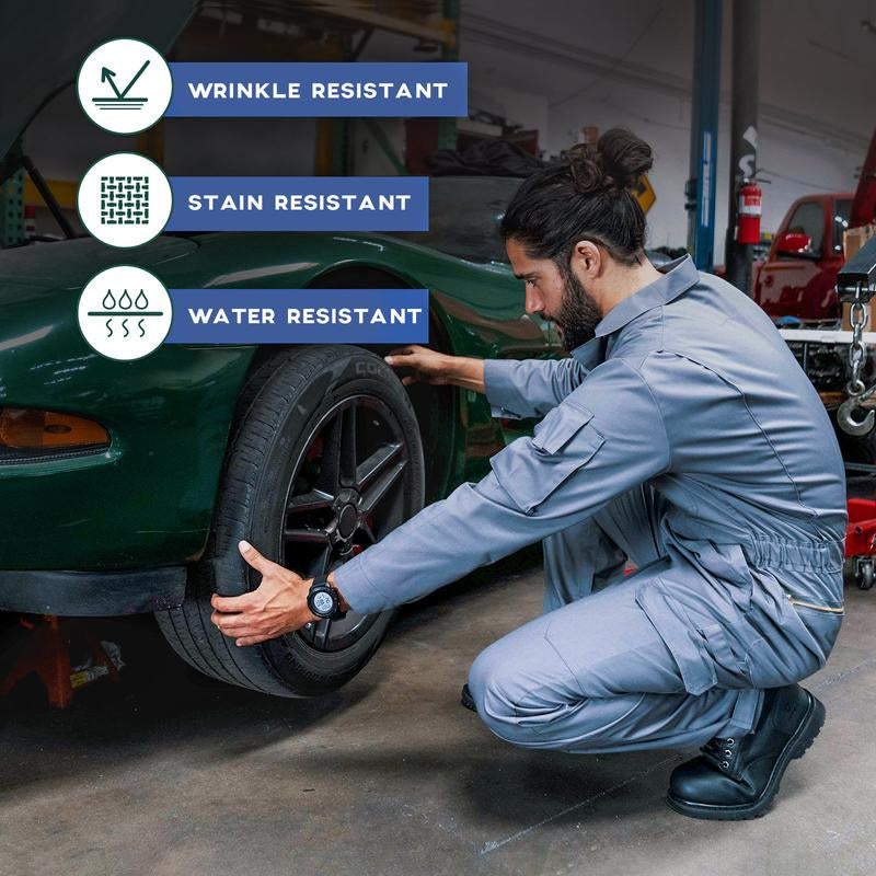 HISEA Men'S Work Coverall - Long Sleeve Stain & Wrinkle Resistant Jumpsuit with Multiple Pockets for Construction, Mechanics & Industrial Work