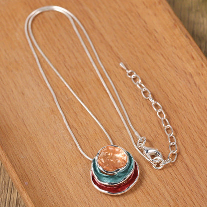 1pc Elegant Blue Enamel Pendant Necklace for Men - Zinc Alloy with Golden Accents, Twisted Rope Chain Design, Sophisticated Accessory for Formal or Casual Attire