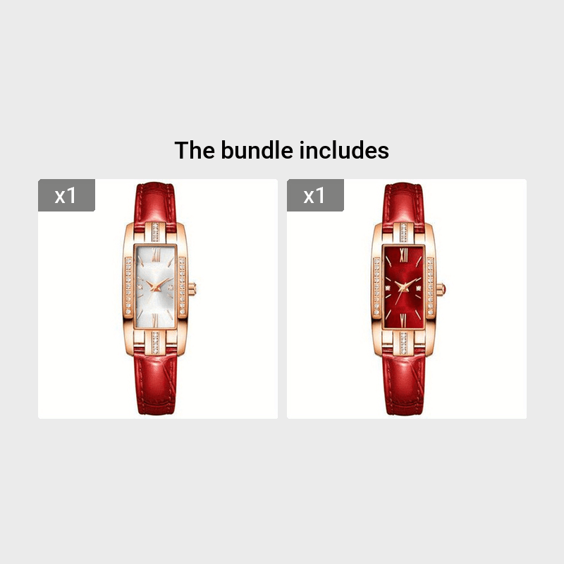 Rhinestone Decor Quartz Watch Elegant Rectangle Pointer Analog Wristwatch With PU Leather Strap