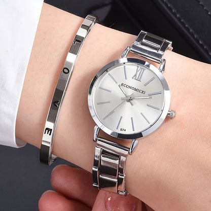 1pc/2pcs/set Women's Watch Hiphop Golden Fashion Quartz Watch & Love Bangle, Valentines Gift For Her