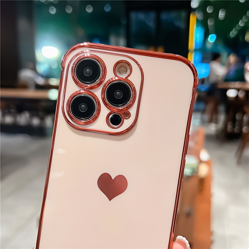 Shimmering Love Electroplated Phone Case - Premium Soft Shell with Four-corner Guard for IPhone 15/14 Pro Max/13/12/11/X/XS/XS Max/14plus/15plus/13mini/12mini