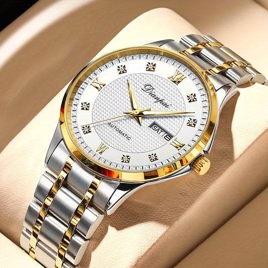 Fully Automatic Ultra-thin Mechanical Watch, Men's Watch With Steel Band, Waterproof Luminous Watch For Men