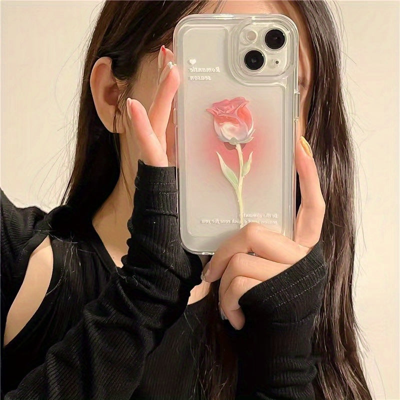 2pc Durable Drop-Proof Phone Case with Stylish Rose Design - Ultra-Protection for Your Apple Device