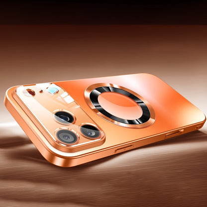Luxury Titanium Metallic Color Magnetic Wireless Charging Matte Phone Case for iPhone 17 16 15 14 13 12 11 Pro Max Air Plus Shockproof Glass Window Camera Lens Protection Cover with Hollowed out Logo