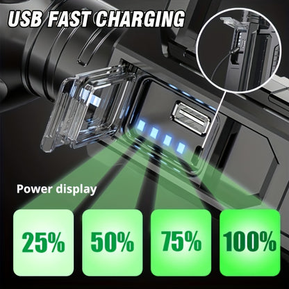 3 Style USB Rechargeable, LED Spotlight Flashlights, High Lumens, Upgraded XHP70/XHP50/XPE, Bright Searchlight with 4 Modes, Portable Torch for Camping, Hiking, Fishing, Hunting Adventure Patrol Lantern with Bracket