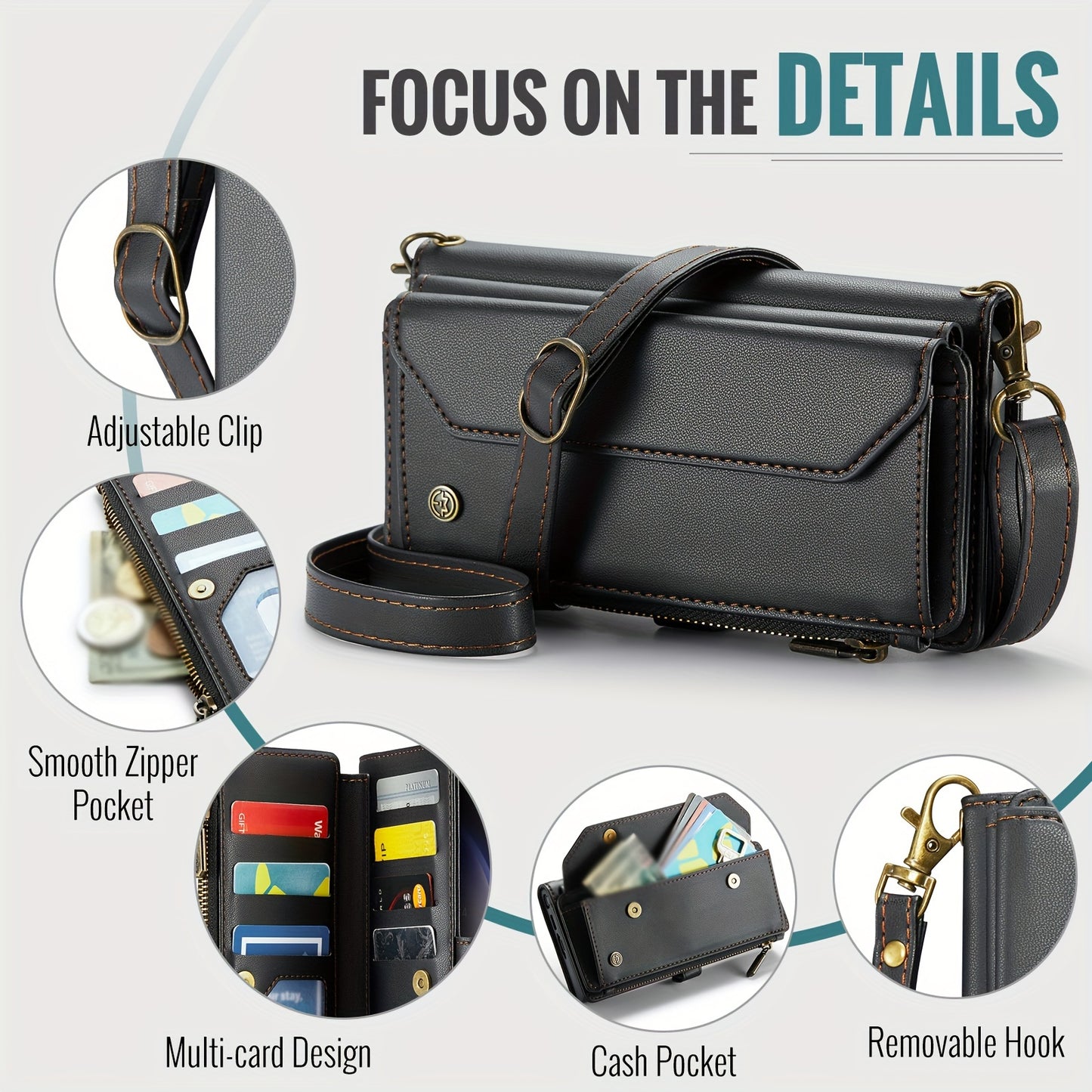 New Wallet Phone Case Wrist Shoulder Strap Lanyard Flip Magnetic Clasp Card Holder Kickstand Women Small Crossbody Handbag For Samsung Galaxy Note10+ 20 S24 S23 S22 S21 S20 S10 Plus Ultra FE Coin Purse A01 A04 A12 A13 A14 A22