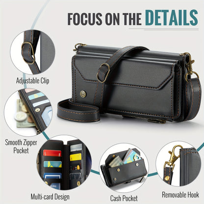 New Wallet Phone Case Wrist Shoulder Strap Lanyard Flip Magnetic Clasp Card Holder Kickstand Women Small Crossbody Handbag For Samsung Galaxy Note10+ 20 S24 S23 S22 S21 S20 S10 Plus Ultra FE Coin Purse A01 A04 A12 A13 A14 A22