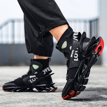 Men's Blade Type Shoes, Breathable Shock Absorption High Top Running Shoes Lightweight Non-Slip Shoes For Jogging Tennis Gym, Casual Walking Sneakers, Athletic Shoes, Men's Shoes