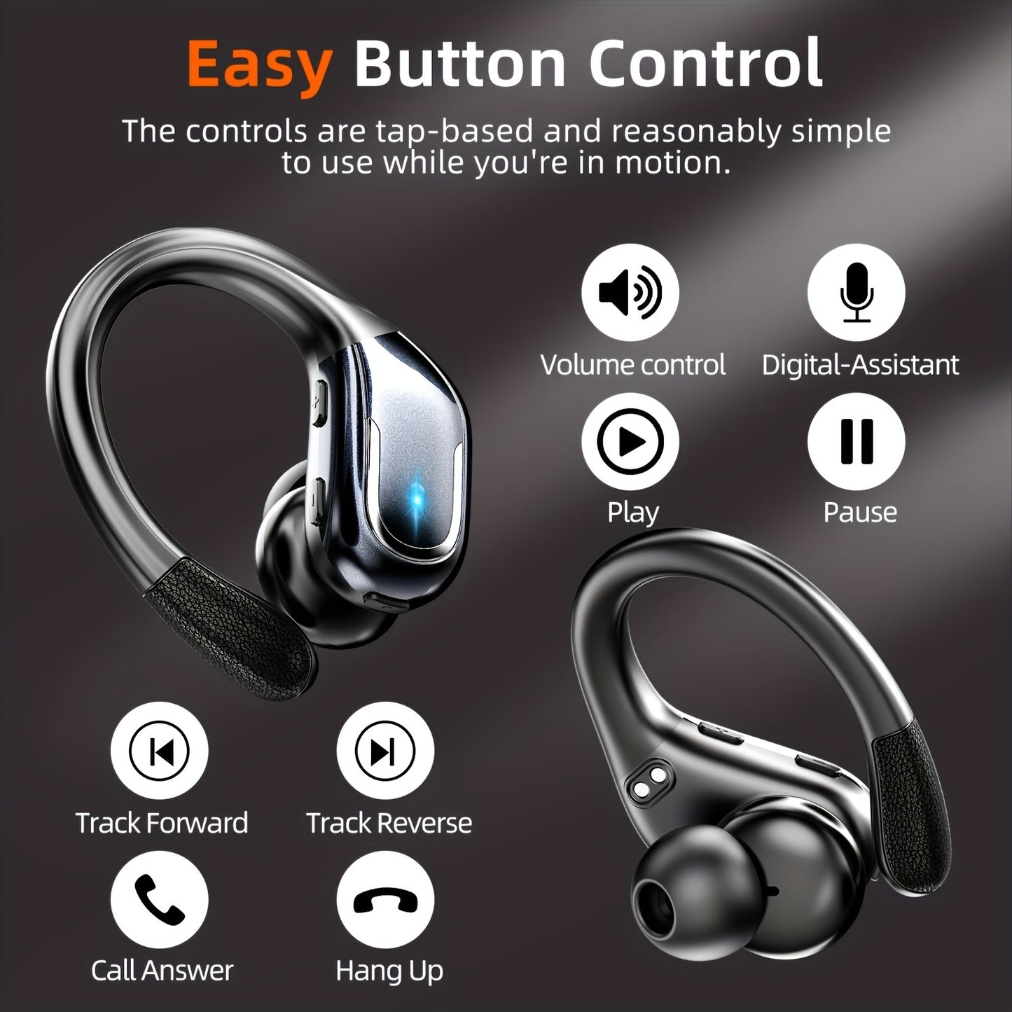 LIFEBEE New Wireless Earbuds for Running Sports, Wireless Earphones with Earhooks Pure Bass Sound, Over Ear Headphones ENC Noise Cancelling with Dual-LED Display, Earphones Built-in Microphone