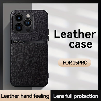 Litchi Pattern PU Leather Phone Case For Iphone15promax With Built-in Magnetic Suction 14 Promax Luxury Style 11 PU Leather 13 Promax Full Package Fall Protection Case