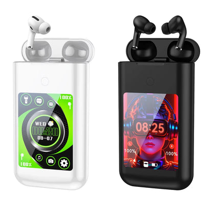 FLLTF A98 BOX Multiple Function in Ear Bluetooth Wireless Earphone Charging Case with 2.8" Touch Screen Power Bank Music Games