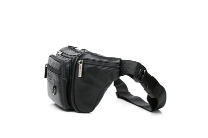 Genuine Leather Men's Waist Bag/Women's Multifunctional Hip Bag/Stylish Multi-Pocket Travel Sports Backpack for Hiking, Cycling, Fishing, And Running