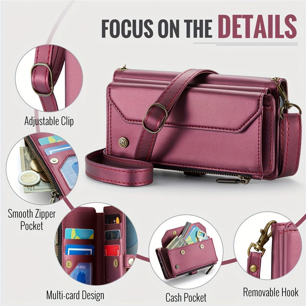 Long Lanyard PU Flip Leather Phone Case For IPhone 15 14 13 12 11Pro Max Mini XR XS 8 7 Plus SE 2022 Zipper Wallet Card Bags Cover