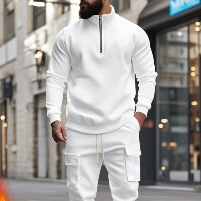 [Balck Friday&Cyber Monday]Kzz Men'S Casual Fleece Lined Zipper Work Pants Set, Thick Fabric Warm Long Trousers for Fall & Winter, New Arrival Us Style Classic Clothes Thanksgiving Outfits