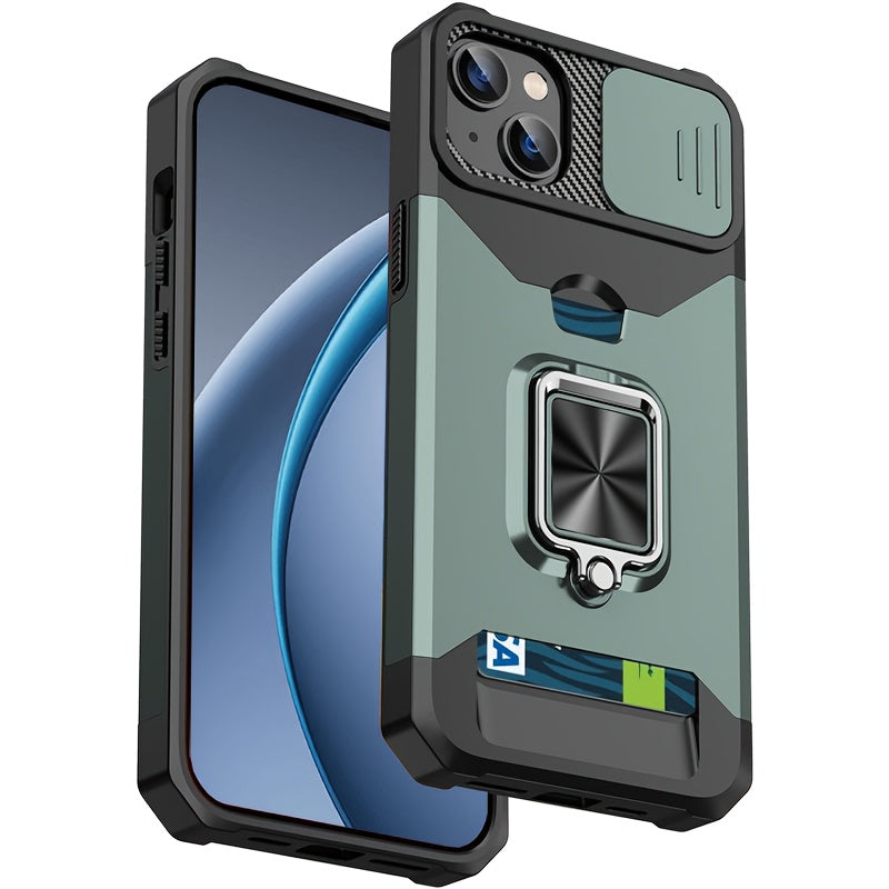 Heavy-Duty Shockproof Phone Case with a Metal Stand And Card Slot, Compatible with for iphone 17 Pro Max, 16 Pro Max, 15 Pro Max, And 14 Pro Max.
