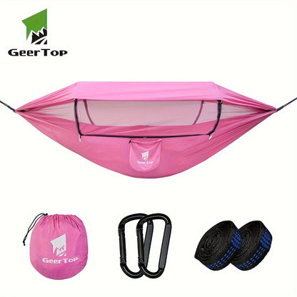 GEERTOP 3in 1 Outdoor Hammock with Mosquito Net Sun Shelter, Double Sleep Rest Camping Hammock for Backpacking Travel Garden Park