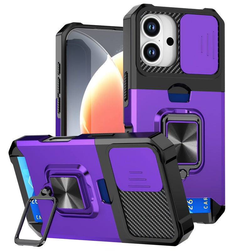 Heavy-Duty Shockproof Phone Case with a Metal Stand And Card Slot, Compatible with for iphone 17 Pro Max, 16 Pro Max, 15 Pro Max, And 14 Pro Max.