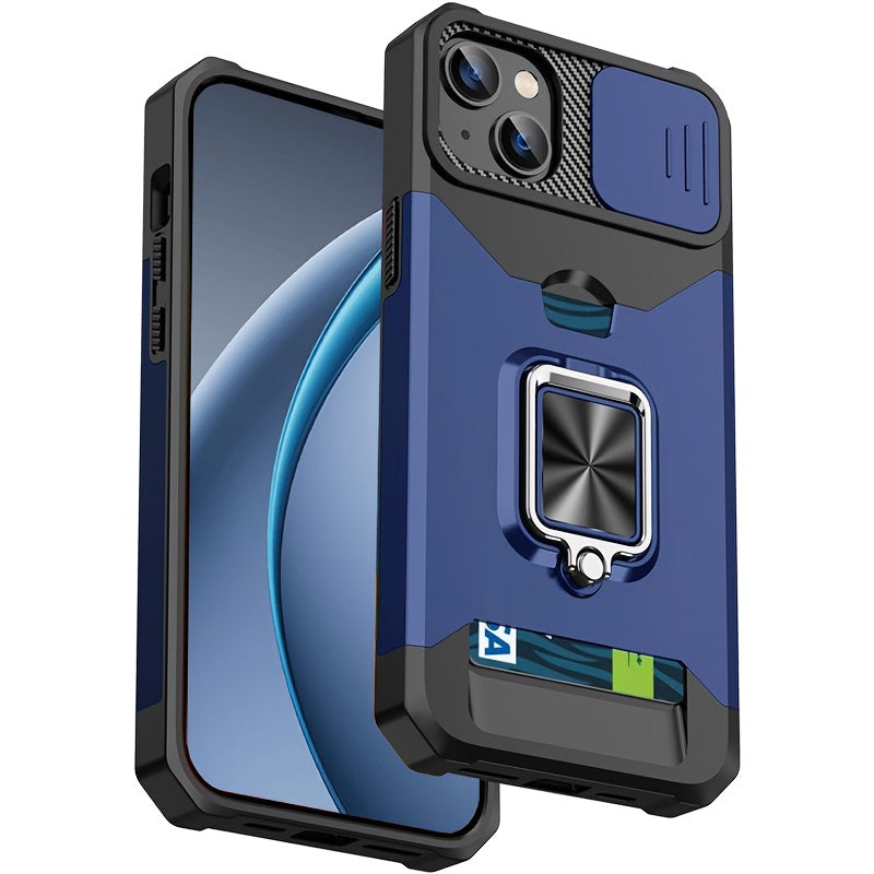 Heavy-Duty Shockproof Phone Case with a Metal Stand And Card Slot, Compatible with for iphone 17 Pro Max, 16 Pro Max, 15 Pro Max, And 14 Pro Max.