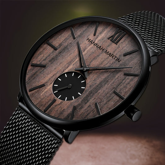Hannah Martin 2023 New Men's Watch Wooden Dial Stylish Casual Quartz Watch