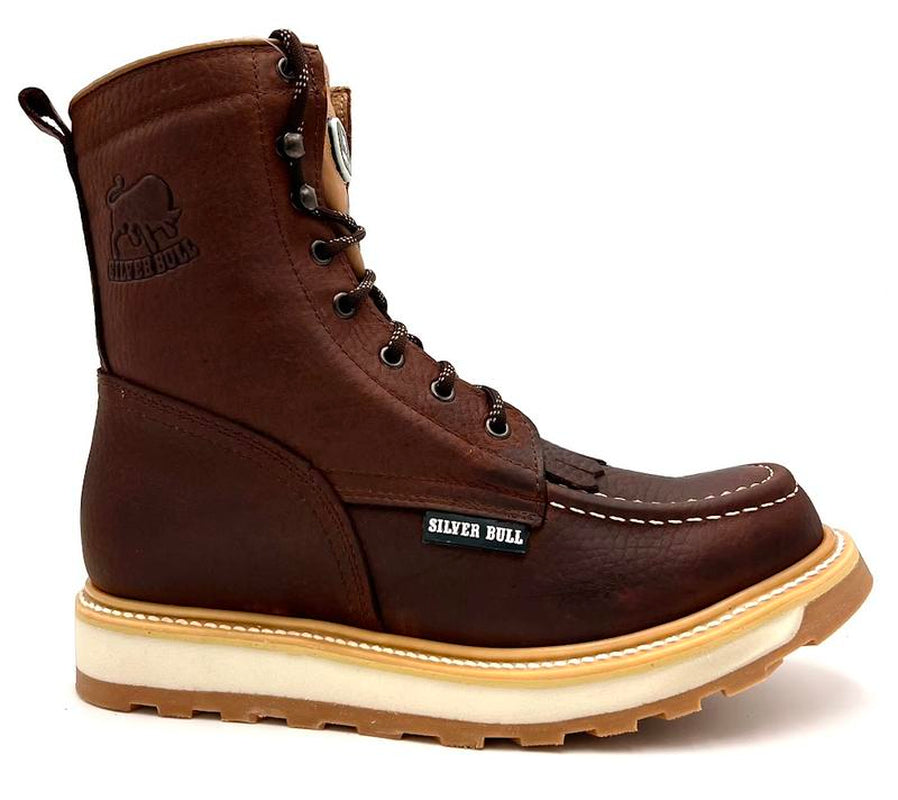 Industrial Moc Toe Work Boots, Oil Slip Resistant, 8-Inch, Good Year Welt Construction, Leather Footwear