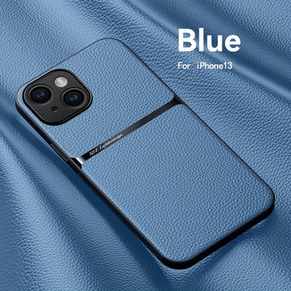 Litchi Pattern PU Leather Phone Case For Iphone15promax With Built-in Magnetic Suction 14 Promax Luxury Style 11 PU Leather 13 Promax Full Package Fall Protection Case