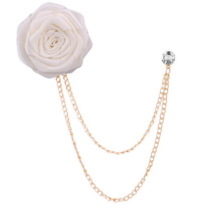 Men's Wedding Ceremony Groom Brooch - Handmade Rose Chain Brooch - For Grooms - Perfect for Wedding Occasions - Ideal Gift for Weddings & Anniversaries