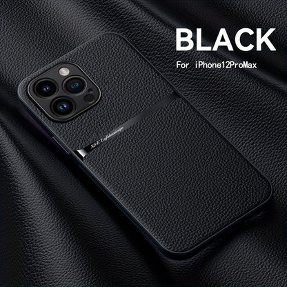 Litchi Pattern PU Leather Phone Case For Iphone15promax With Built-in Magnetic Suction 14 Promax Luxury Style 11 PU Leather 13 Promax Full Package Fall Protection Case