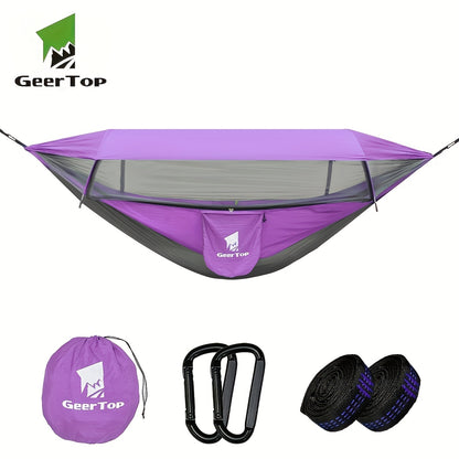 GEERTOP 3in 1 Outdoor Hammock with Mosquito Net Sun Shelter, Double Sleep Rest Camping Hammock for Backpacking Travel Garden Park